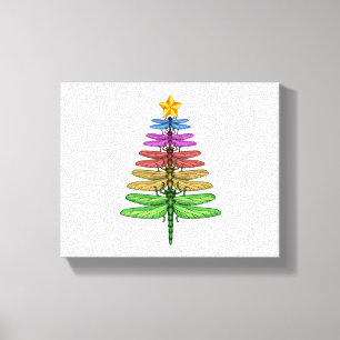 Dragonfly kerstboom Shirt Insect Lover Xmas C Canvas Afdruk