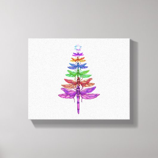 Dragonfly kerstboom Shirt Insect Lover Xmas C Canvas Afdruk (Voorkant)