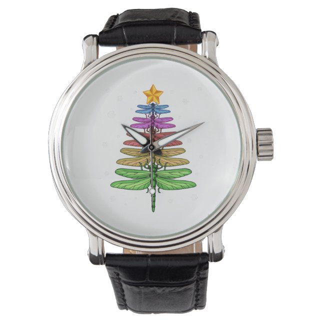 Dragonfly kerstboom Shirt Insect Lover Xmas C Horloge (Voorkant)