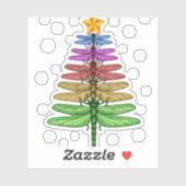 Dragonfly kerstboom Shirt Insect Lover Xmas C Sticker (Vel)