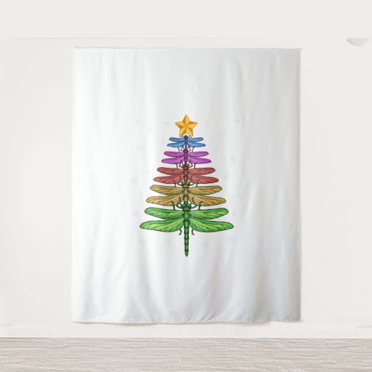 Dragonfly kerstboom Shirt Insect Lover Xmas C Wandkleed (Voorkant)