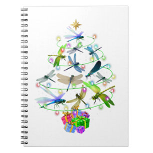 Dragonfly-kerstboom  snijdt overvallen in notitieboek