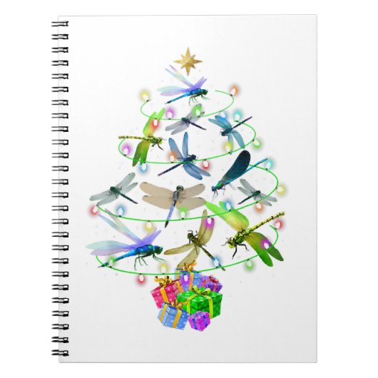 Dragonfly-kerstboom snijdt overvallen in notitieboek (Voorkant)