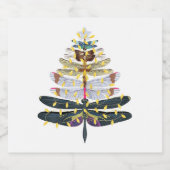 Dragonfly-kerstboom Sparkling Wijnetiket (Enkel label)