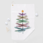 Dragonfly Kerstboom Vrolijke Kerstmis Watercolo Golfhanddoek (Insitu)