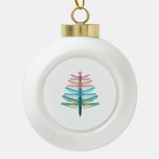 Dragonfly Kerstboom Vrolijke Kerstmis Watercolo Keramische Bal Ornament
