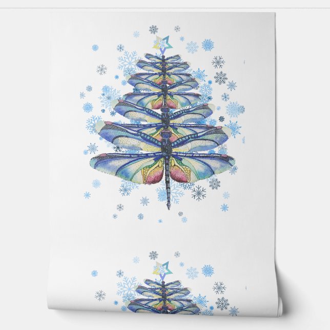 Dragonfly Kerstmis Behang (Afrollen)