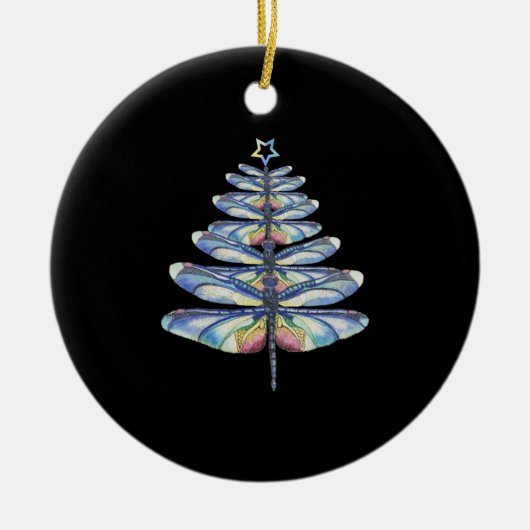 Dragonfly Kerstmis Keramisch Ornament (Voorkant)