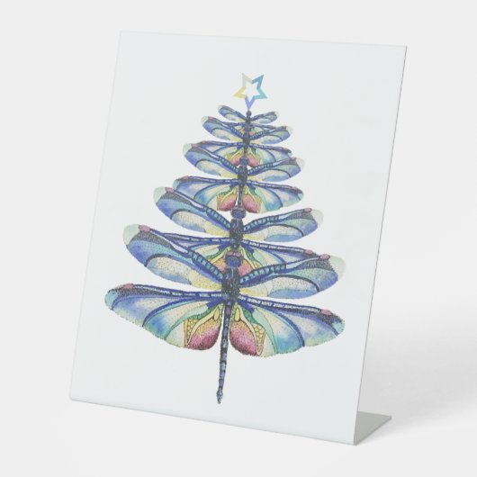 Dragonfly Kerstmis Reclamebord Met Voetstuk (Voorkant)