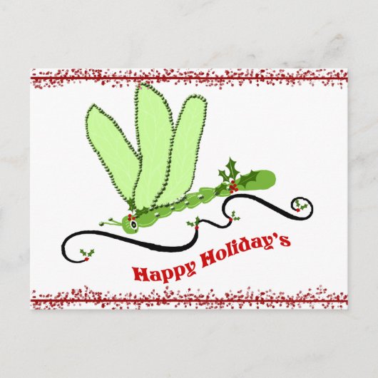 Dragonfly-kerstpostkaart Feestdagenkaart (Voorkant)