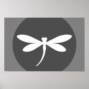Dragonfly-kleur met grijs BG-ontwerp Poster
