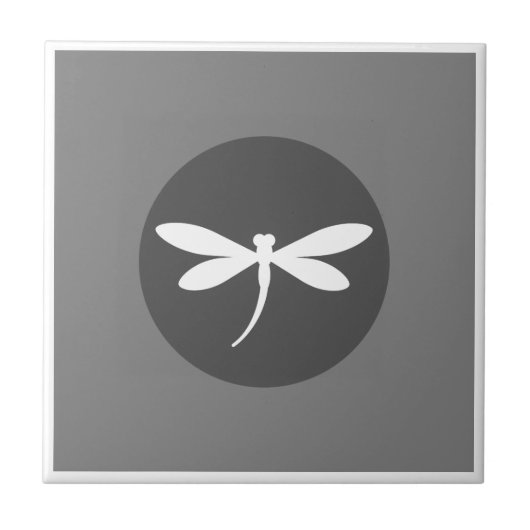 Dragonfly-kleur met grijs BG-ontwerp Tegeltje (Voorkant)