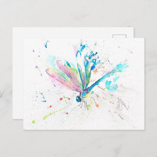 Dragonfly kleurig | kerstcadeau Aankondigingskaart (Voorkant / Achterkant)