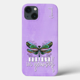 Dragonfly kleurrijke bemoedigende woorden Paarse Case-Mate iPhone Case