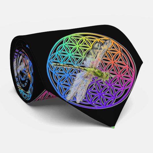 Dragonfly | kleurrijke bloem | chakra stropdas (Opgerold)