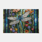  Dragonfly kunst bloemige botanische vlek glas Deurmat (Voorkant)