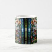  Dragonfly kunst bloemige botanische vlek glas Koffiemok (Center)