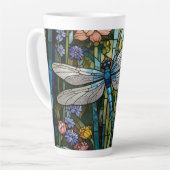  Dragonfly kunst bloemige botanische vlek glas Latte Mok (Linkerhoek)