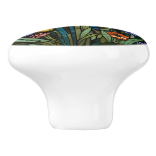 Dragonfly kunst boho bloemen botanische vlek glas keramische knop (Zijkant)