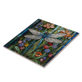 Dragonfly kunst boho bloemen botanische vlek glas tegeltje (Zijkant)