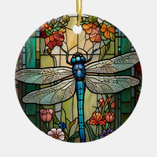 Dragonfly kunst schilderij botanische boho chique  keramisch ornament (Voorkant)