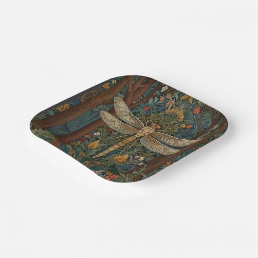 Dragonfly kunst schilderij botanische boho chique  papieren bordje (Gebogen)