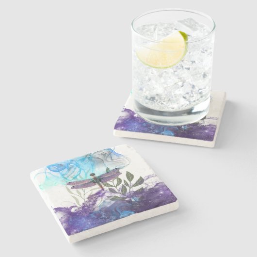 Dragonfly-kunst Stenen Onderzetter (Zijkant)