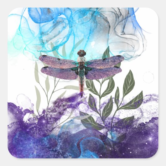 Dragonfly-kunst Vierkante Sticker (Voorkant)