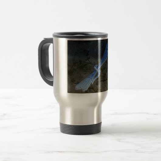 Dragonfly & Lace Travel Mug Reisbeker (Voorkant links)