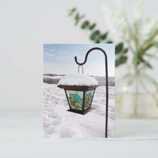 Dragonfly Lantern bij Winter Morning Briefkaart (Staand voorkant)