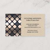 Dragonfly | Leder | Metaal vierkant patroon Visitekaartje (Achterkant)