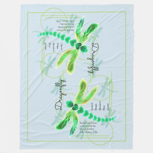Dragonfly | Licht blauw Fleece Deken (Voorkant)
