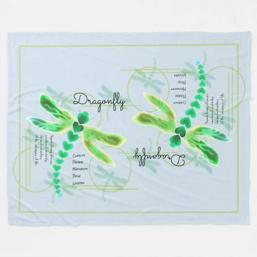 Dragonfly | Licht blauw Fleece Deken (Voorkant (Horizontaal))