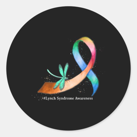 Dragonfly Lint Lynch Syndroom Awareness Gifts Ronde Sticker (Voorkant)
