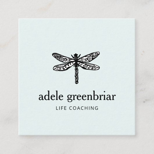 Dragonfly Logo Holistic Healer Wellness Vierkante Visitekaartje (Voorkant)