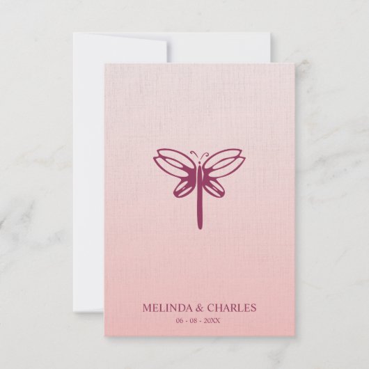 Dragonfly Logo in Burgundy on Gradient for Wedding (Voorkant)