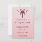Dragonfly Logo in Burgundy on Gradient for Wedding Save The Date (Voorkant)