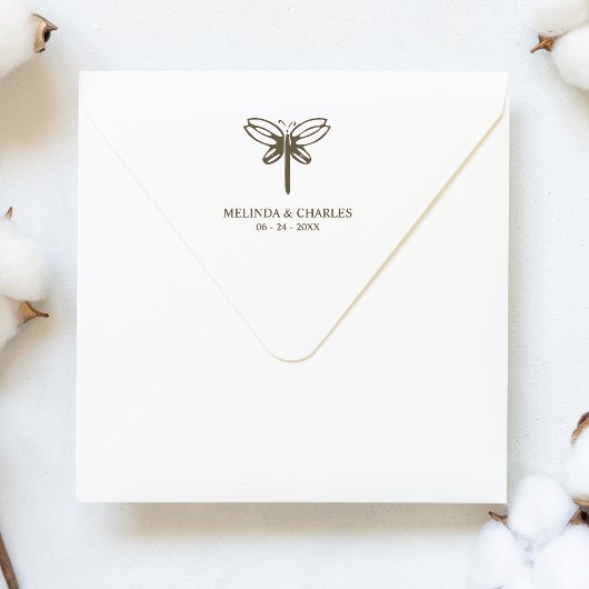 Dragonfly-Logo voor bruiloft of evenement Rubberstempel