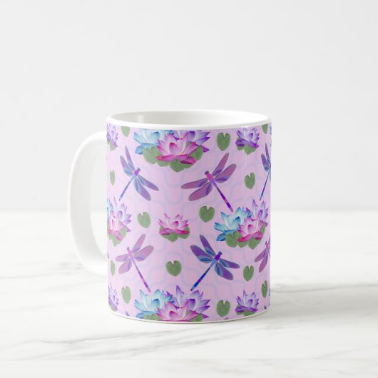 Dragonfly Lotus Coffee Cup Mok (Voorkant links)