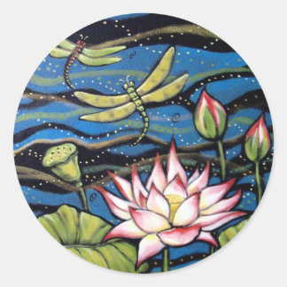 DRAGONFLY LOTUS door Diana S Martin Ronde Sticker