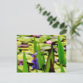 Dragonfly lotus en paarse bloem briefkaart (Staand voorkant)