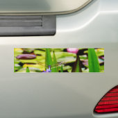 Dragonfly lotus en paarse bloem bumpersticker (Op auto)