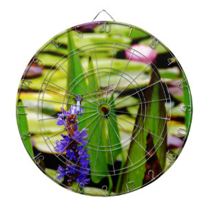 Dragonfly lotus en paarse bloem dartbord