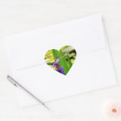 Dragonfly lotus en paarse bloem hart sticker (Envelop)