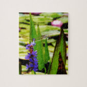 Dragonfly lotus en paarse bloem legpuzzel (Verticaal)
