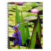 Dragonfly lotus en paarse bloem notitieboek (Voorkant)
