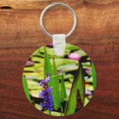 Dragonfly lotus en paarse bloem sleutelhanger (Voorkant)