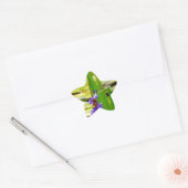 Dragonfly lotus en paarse bloem ster sticker (Envelop)