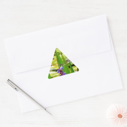 Dragonfly lotus en paarse bloem sticker (Envelop)
