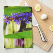 Dragonfly lotus en paarse bloem theedoek (Quarter Fold)